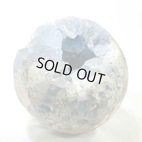 画像3: ★送料無料★ 存在感あり!のぞきこむと美しい!可愛い丸形セレスタイト原石(1) (3)