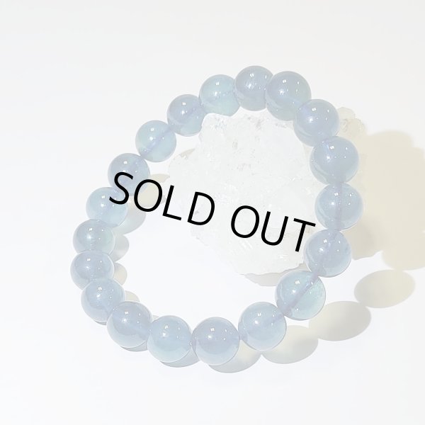 画像2: ★送料無料★ 深みのある濃ブルー！ ブルーグリーンアクアマリン10.5mmブレスレット(39) (2)