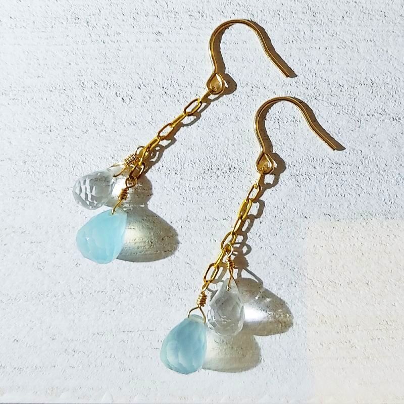 2粒ドロップピアス K14gf 天然石 輸入雑貨店 ワールドコレクション 2粒ドロップピアス K14gf 天然石 輸入雑貨店 ワールドコレクション